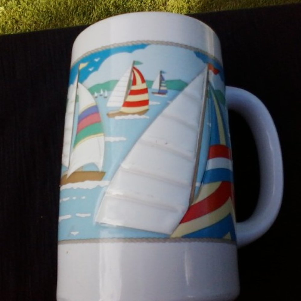 Otagiri mug colorful sailboats made in japan